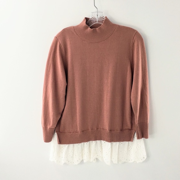 Roller Rabbit Womens Sweater Cashmere Blend 2fer Mock Neck 3/4 Sleeve Sz M - Picture 9 of 11